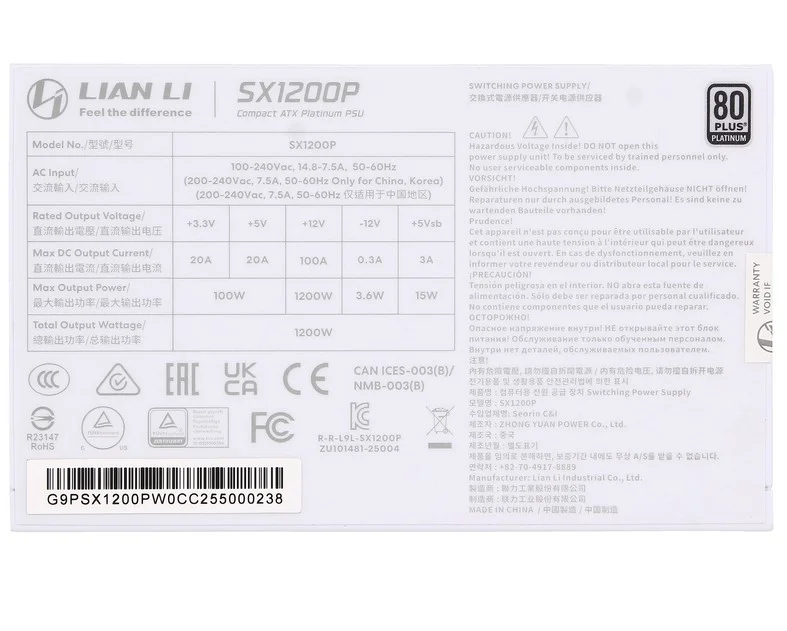 Блок питания Lian Li SX1200P G9P.SX1200P.W000.EU 1200W White купить,86990