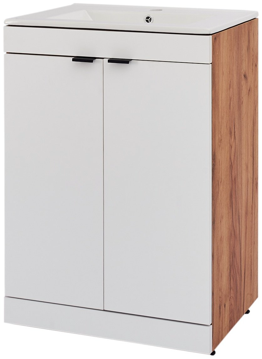 Тумба с раковиной Daiva Амали 70.6x85x46см бело-коричневый купить,NaN