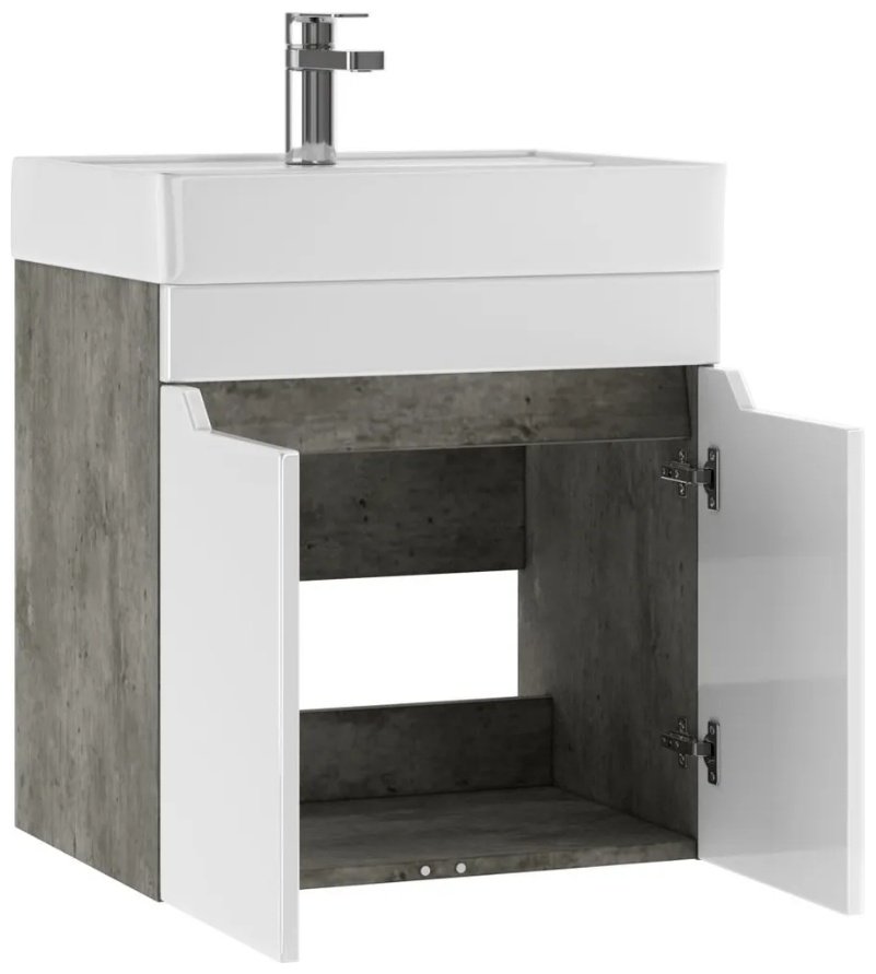 Тумба с раковиной KABINKA.KZ Енисей 50 , 47x50x38.4 см, серый, белый