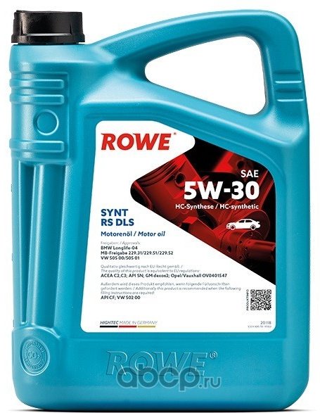 Моторное масло Синтетическое ROWE SYNTH RS DLS 5W-30 5 л купить,NaN