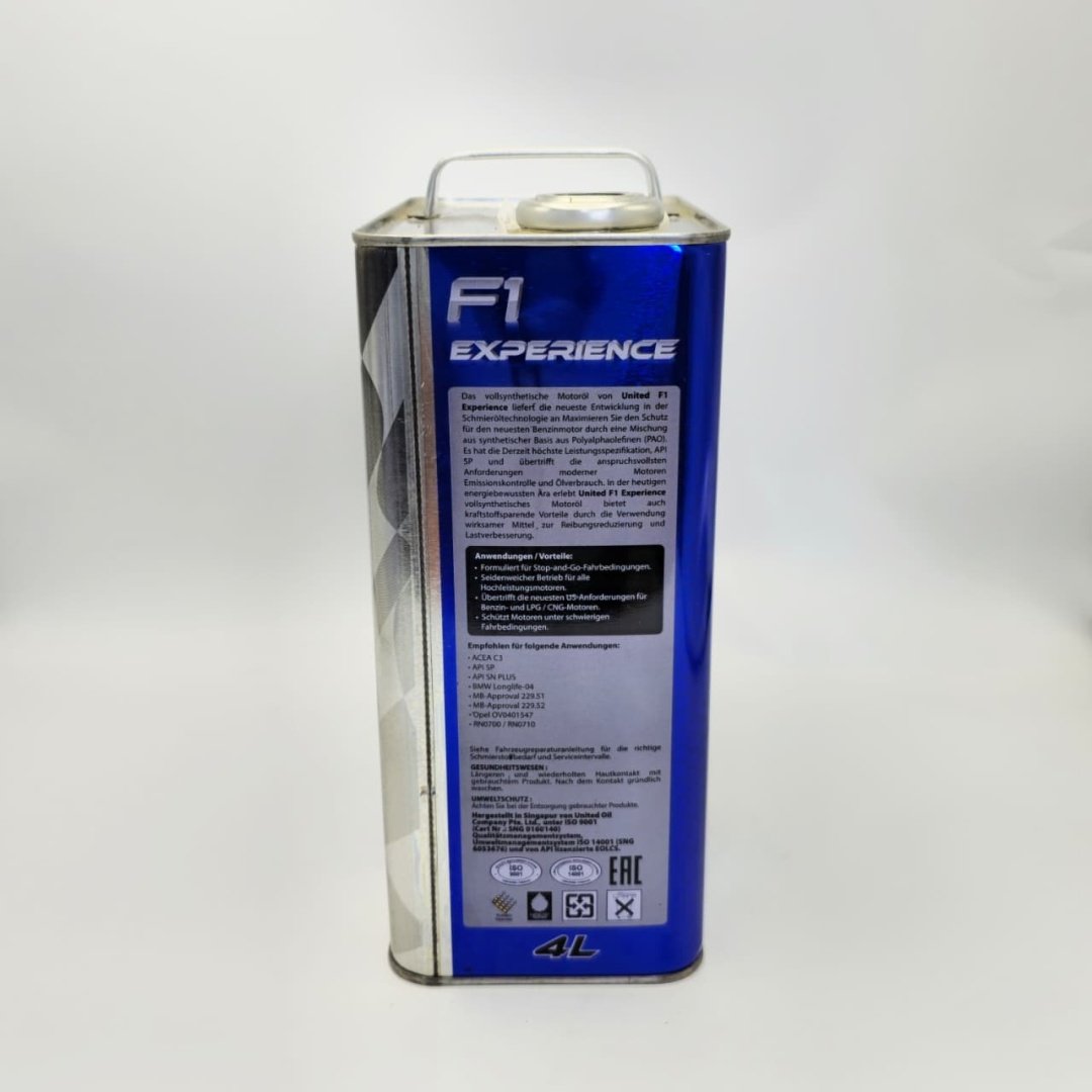 Моторное масло Синтетическое United Oil F1 Experience 5W-30 4 л купить,NaN