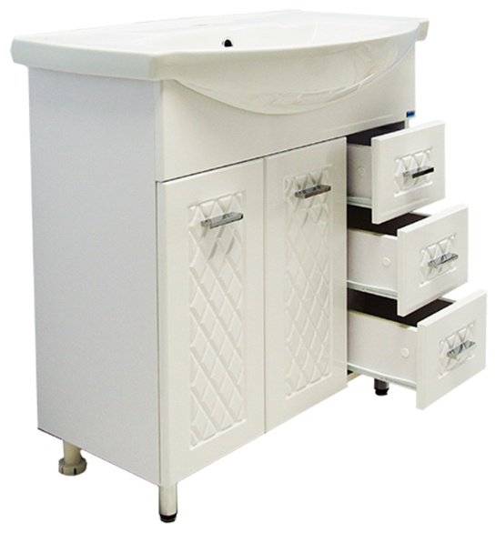 Тумба с раковиной Lindis Максима 85 29377, 85x82x33 см, белый