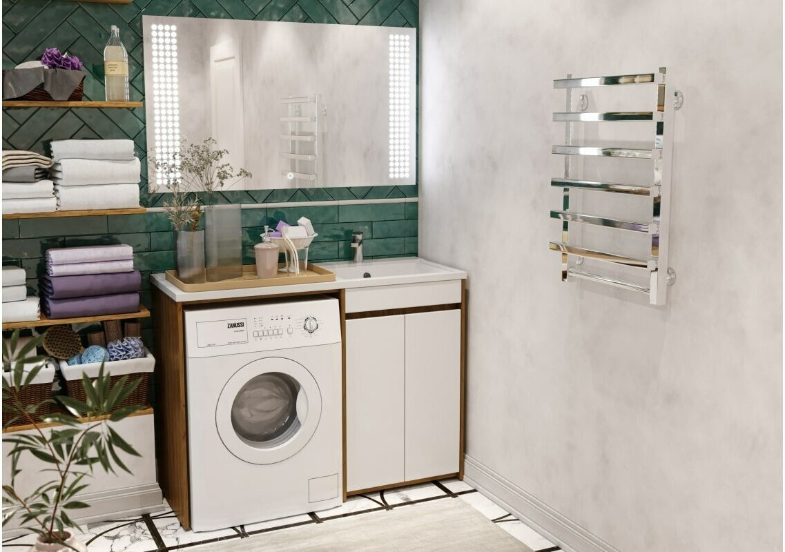 Тумба с раковиной KABINKA.KZ DD4213T, 119.5x90.6x49.4 см, коричневый, белый