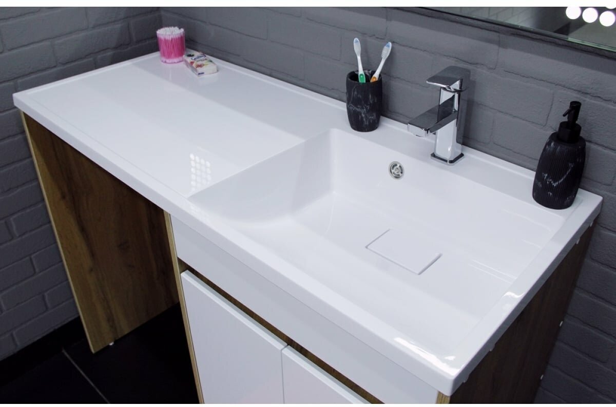 Тумба с раковиной KABINKA.KZ DD4213T, 119.5x90.6x49.4 см, коричневый, белый