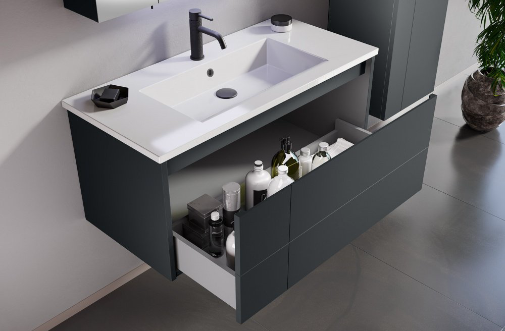 Тумба с раковиной Kabinka.kz Likya 80 80x46x50см графит купить,NaN