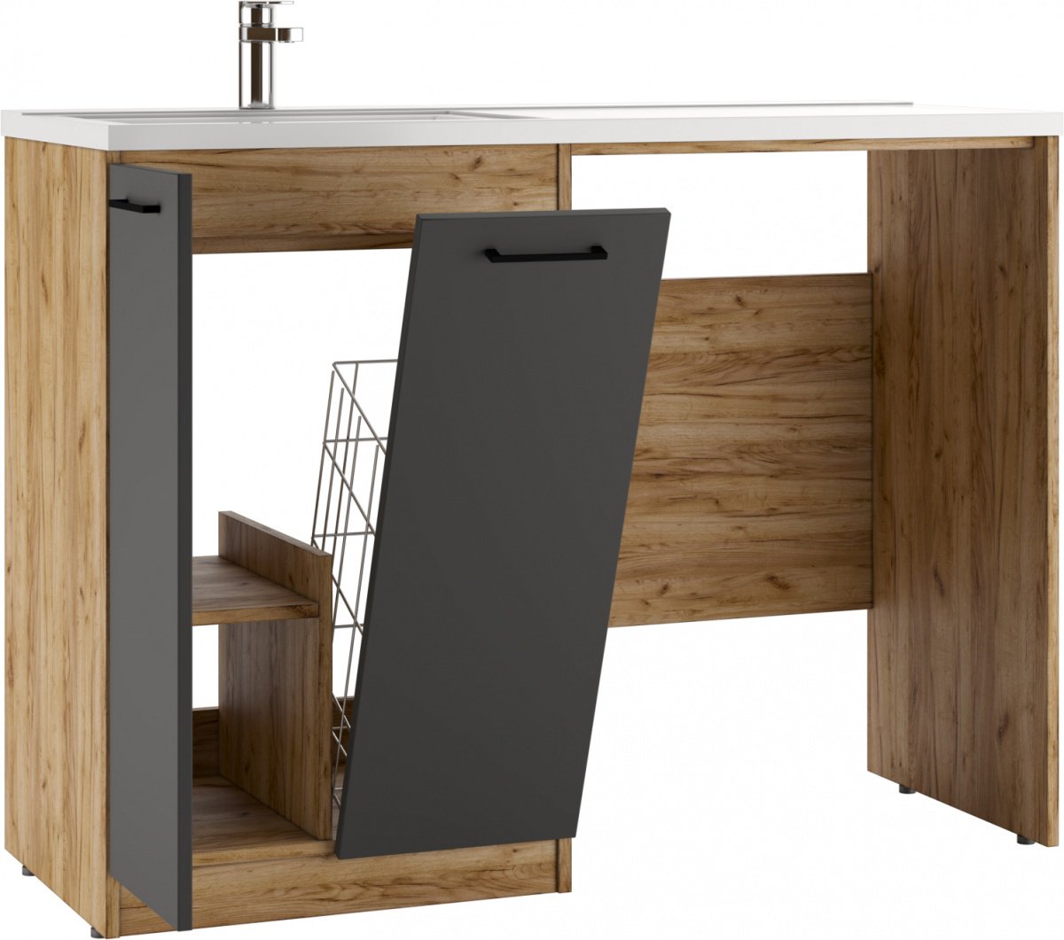 Тумба с раковиной KABINKA.KZ Байтерек, 120x87.9x47.6 см, коричневый, графит