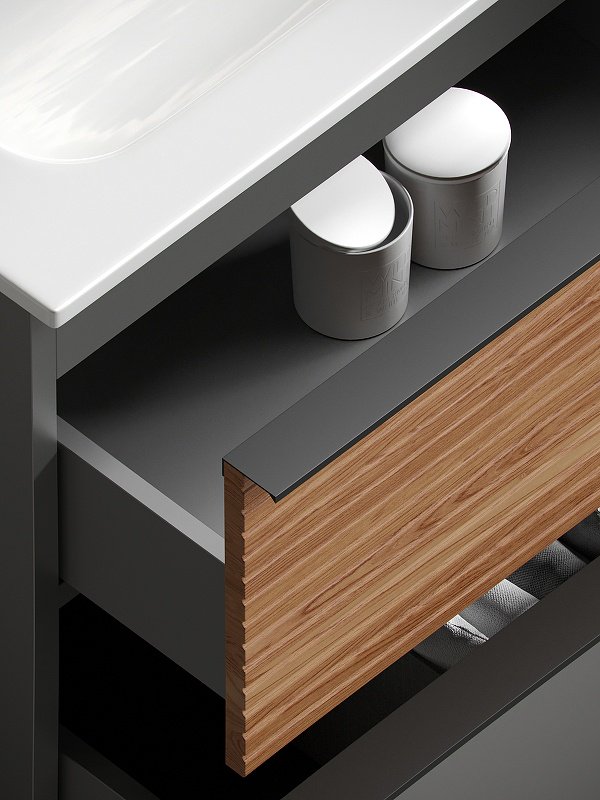 Тумба без раковины KABINKA.KZ DL100RGR, 99.5x50x44.5 см, серый, коричневый