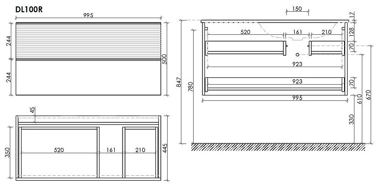 Тумба под раковину KABINKA.KZ DL100RGR 99.5x50x44.5см купить,NaN