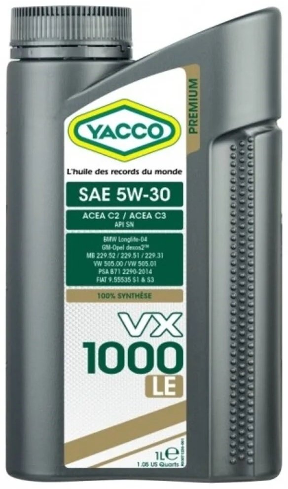 Моторное масло Синтетическое Yacco VX 1000 LE 5W-30 1 л купить,NaN