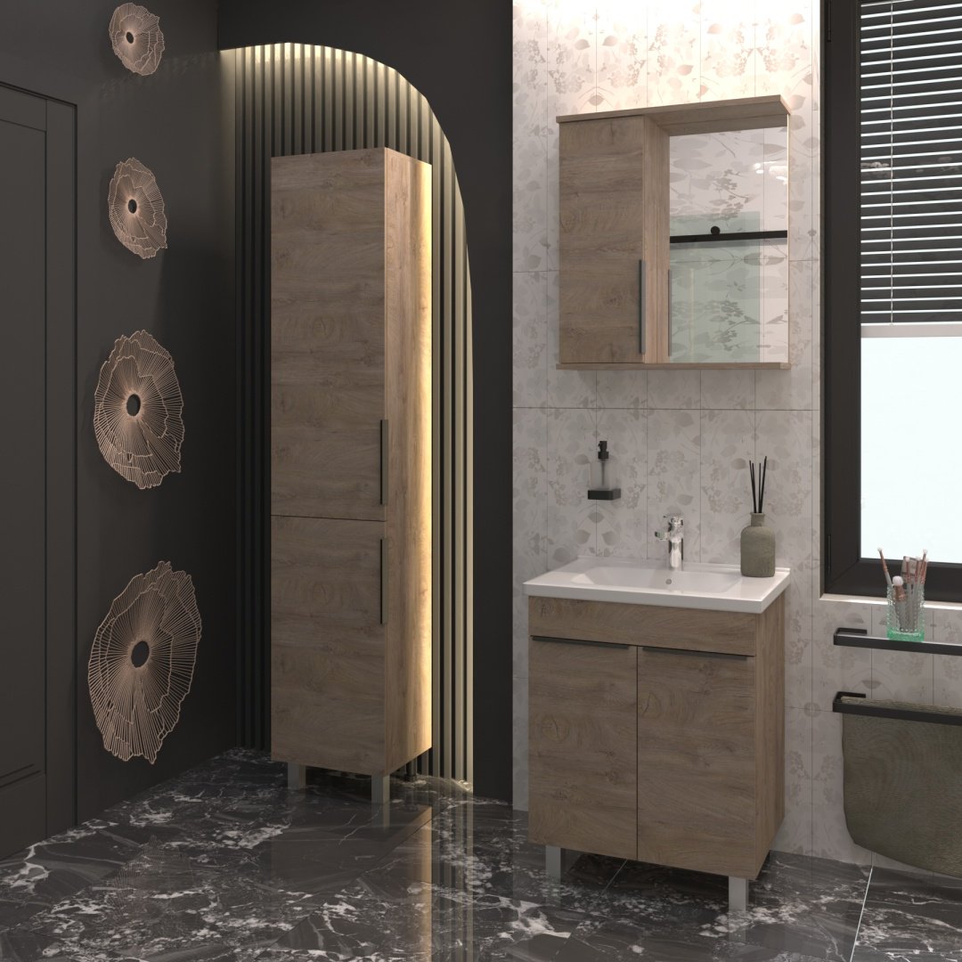 Тумба с раковиной AVK ТР 2двери Кира, 80x70x47 см, светло-коричневый