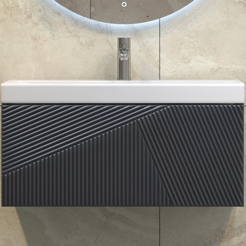 Тумба с раковиной KABINKA.KZ EDGE 800, 82x39.7x41 см, графит