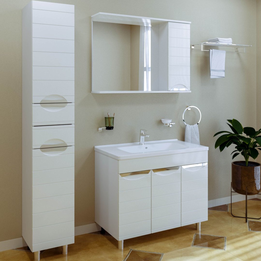 Тумба с раковиной AVK ТР 3 двери Вероника 100x70x47см белый купить,NaN