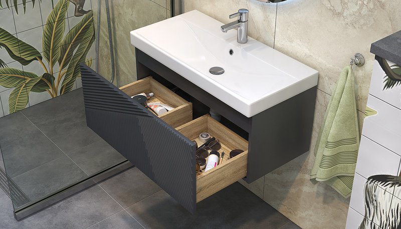 Тумба с раковиной KABINKA.KZ EDGE 800, 82x39.7x41 см, графит купить,NaN