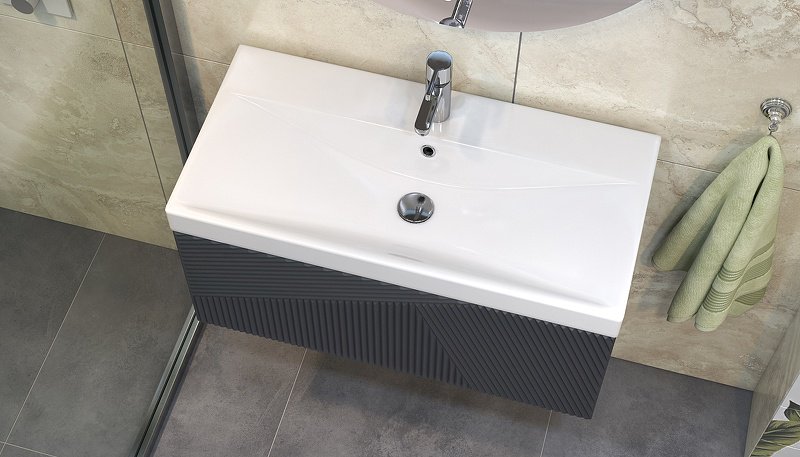 Тумба с раковиной KABINKA.KZ EDGE 800, 82x39.7x41 см, графит купить,NaN