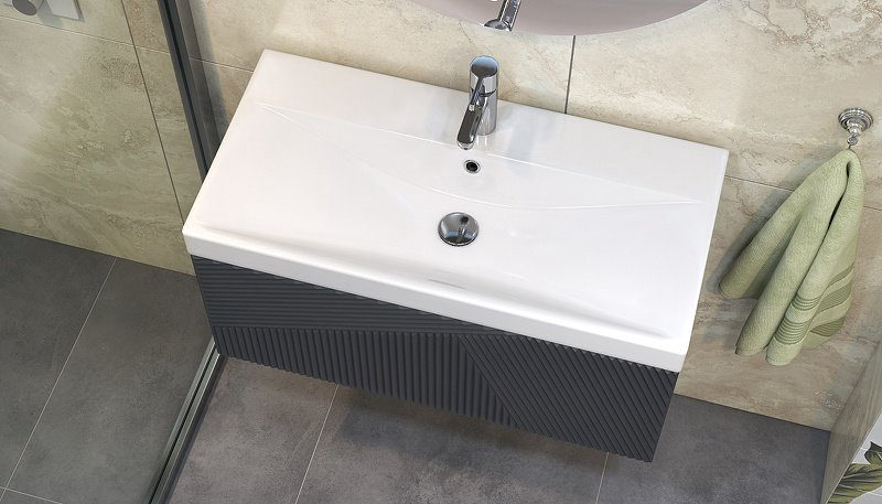Тумба с раковиной KABINKA.KZ EDGE 800, 82x39.7x41 см, графит купить,NaN