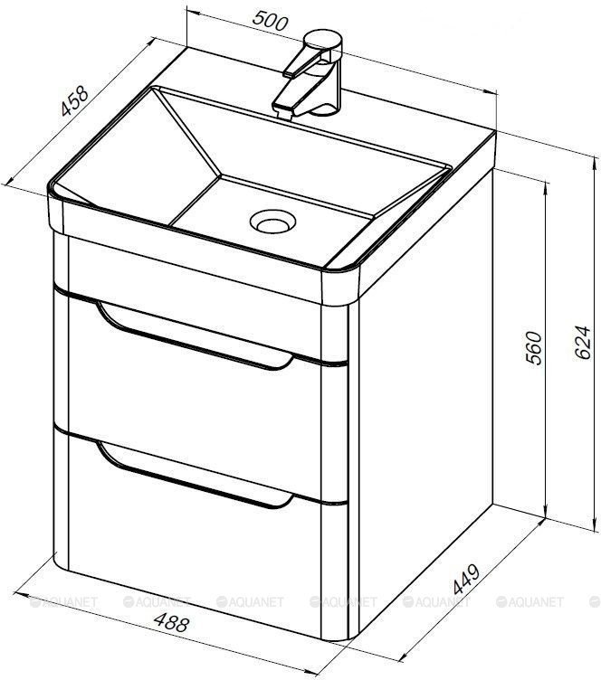 Тумба с раковиной Aquanet София K0000078186 50x63x46см белый купить,NaN