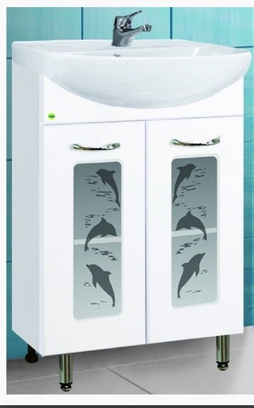 Тумба с раковиной Vako Дельфин Эрика 600 12605, 60x82x30 см, белый