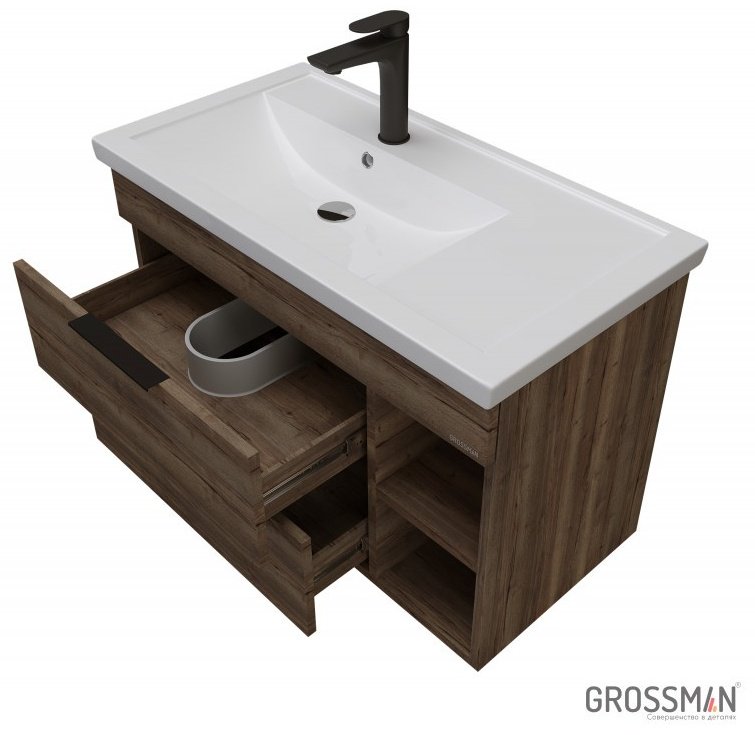 Тумба с раковиной Grossman Форта 80 273576 77x50x45см темно-коричневый купить,NaN