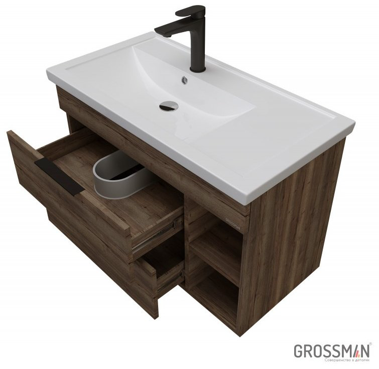 Тумба с раковиной Grossman Форта 80 273576 77x50x45см темно-коричневый купить,NaN