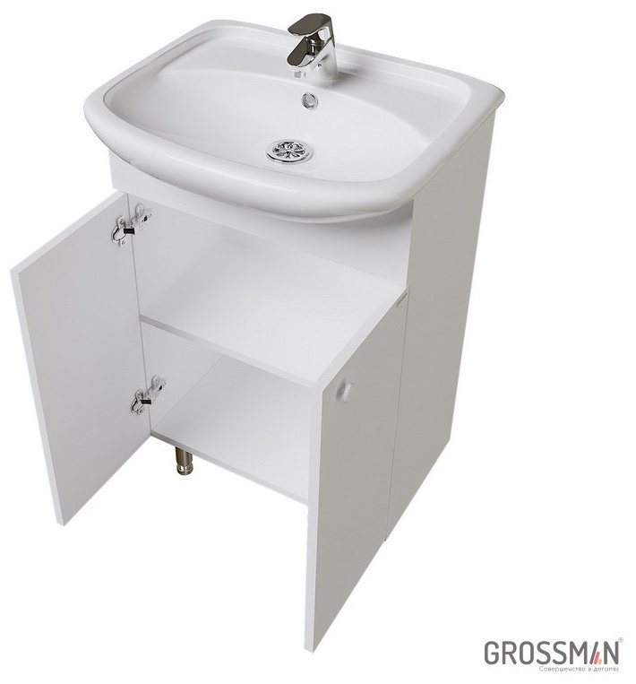 Тумба с раковиной Grossman КРИТ-ЭКО 50, 49x70x30 см, белый