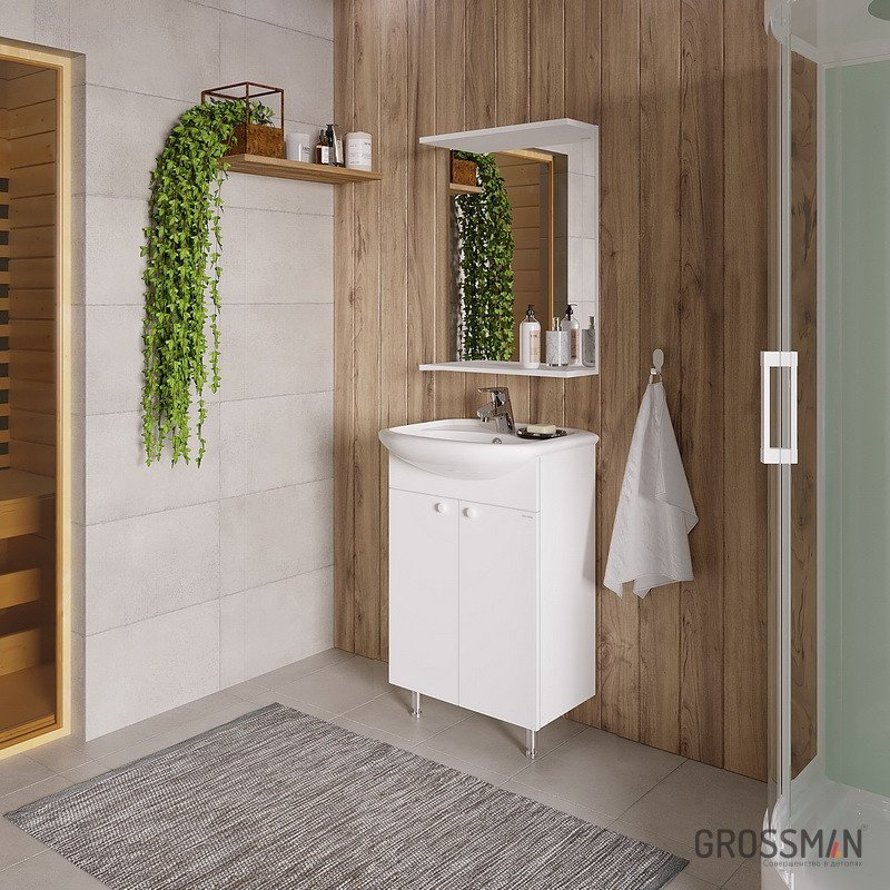 Тумба с раковиной Grossman Крит-Эко 50 49x70x30см белый купить,NaN