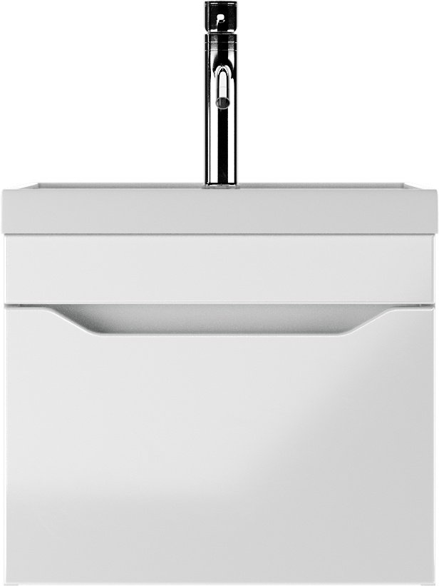 Тумба с раковиной Домино &#34;Bazis 50&#34; Ева с одним ящиком В1 Айсберг, 49x40x44.5 см, белый