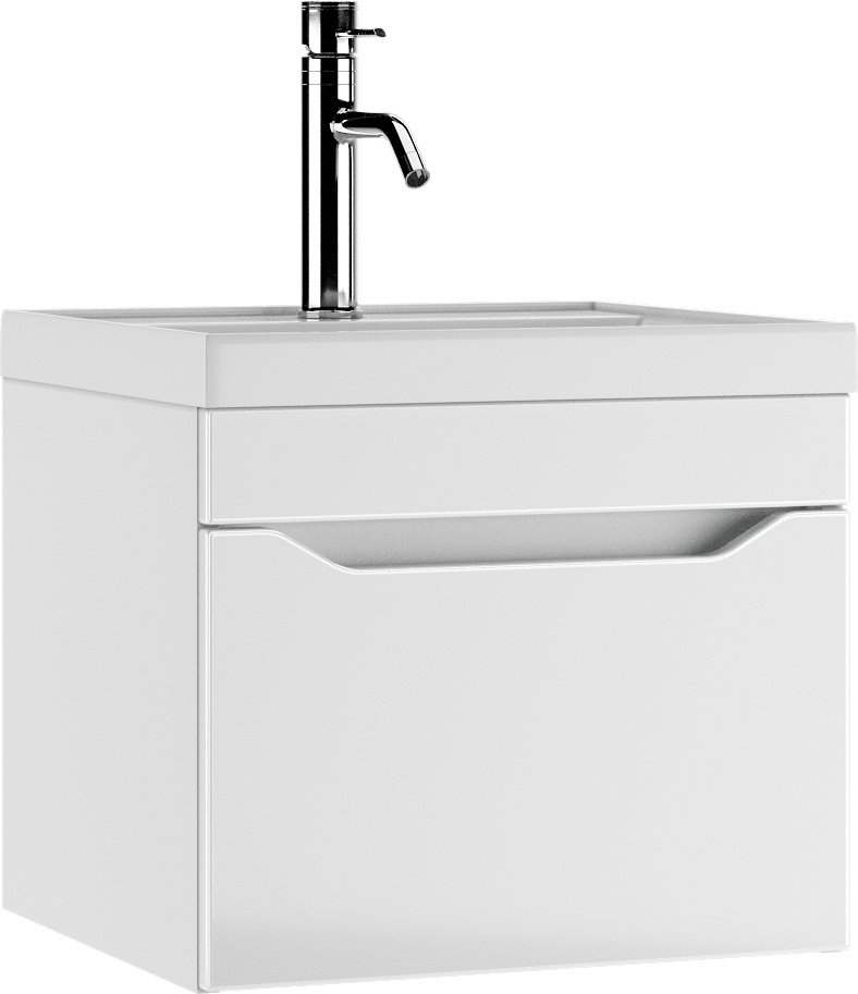 Тумба с раковиной Домино &#34;Bazis 50&#34; Ева с одним ящиком В1 Айсберг, 49x40x44.5 см, белый