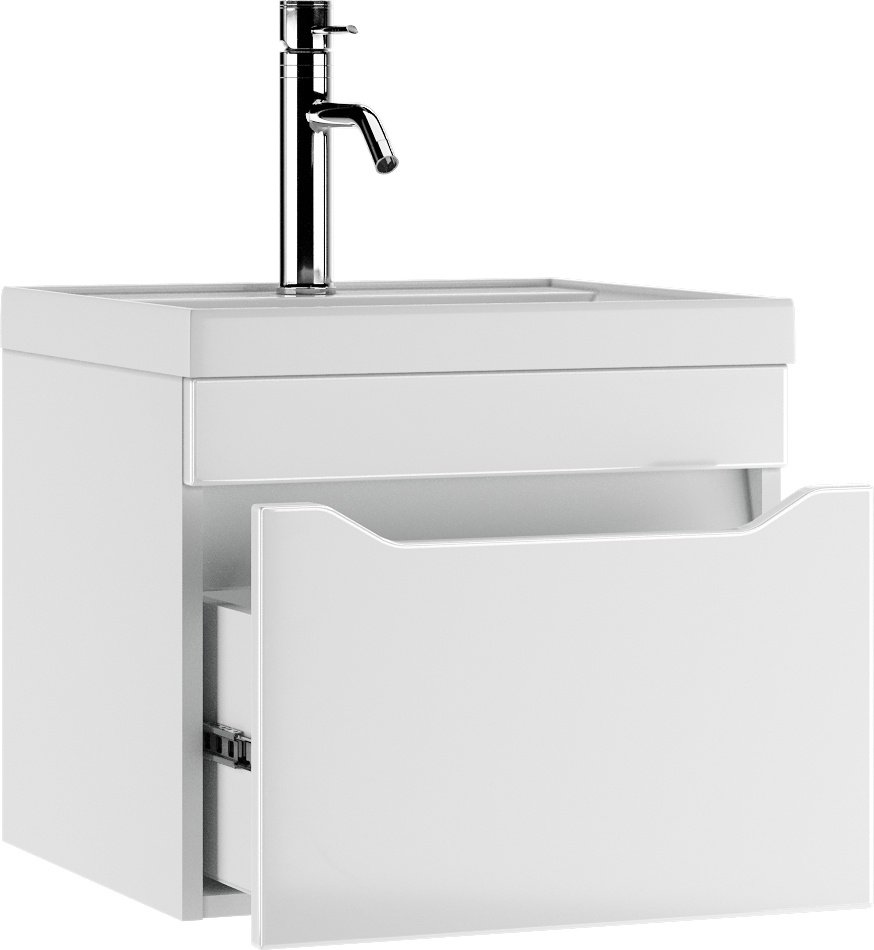 Тумба с раковиной Домино &#34;Bazis 50&#34; Ева с одним ящиком В1 Айсберг, 49x40x44.5 см, белый