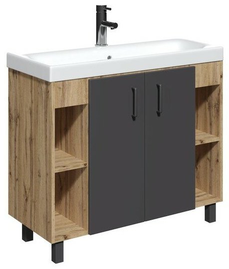 Тумба с раковиной KABINKA.KZ Байтерек, 97.5x72x44.4 см, коричневый, графит