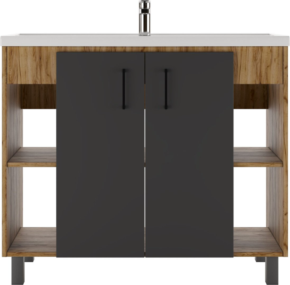 Тумба с раковиной Kabinka.kz Байтерек 97.5x72x44.4см коричнево-графитовый купить,NaN