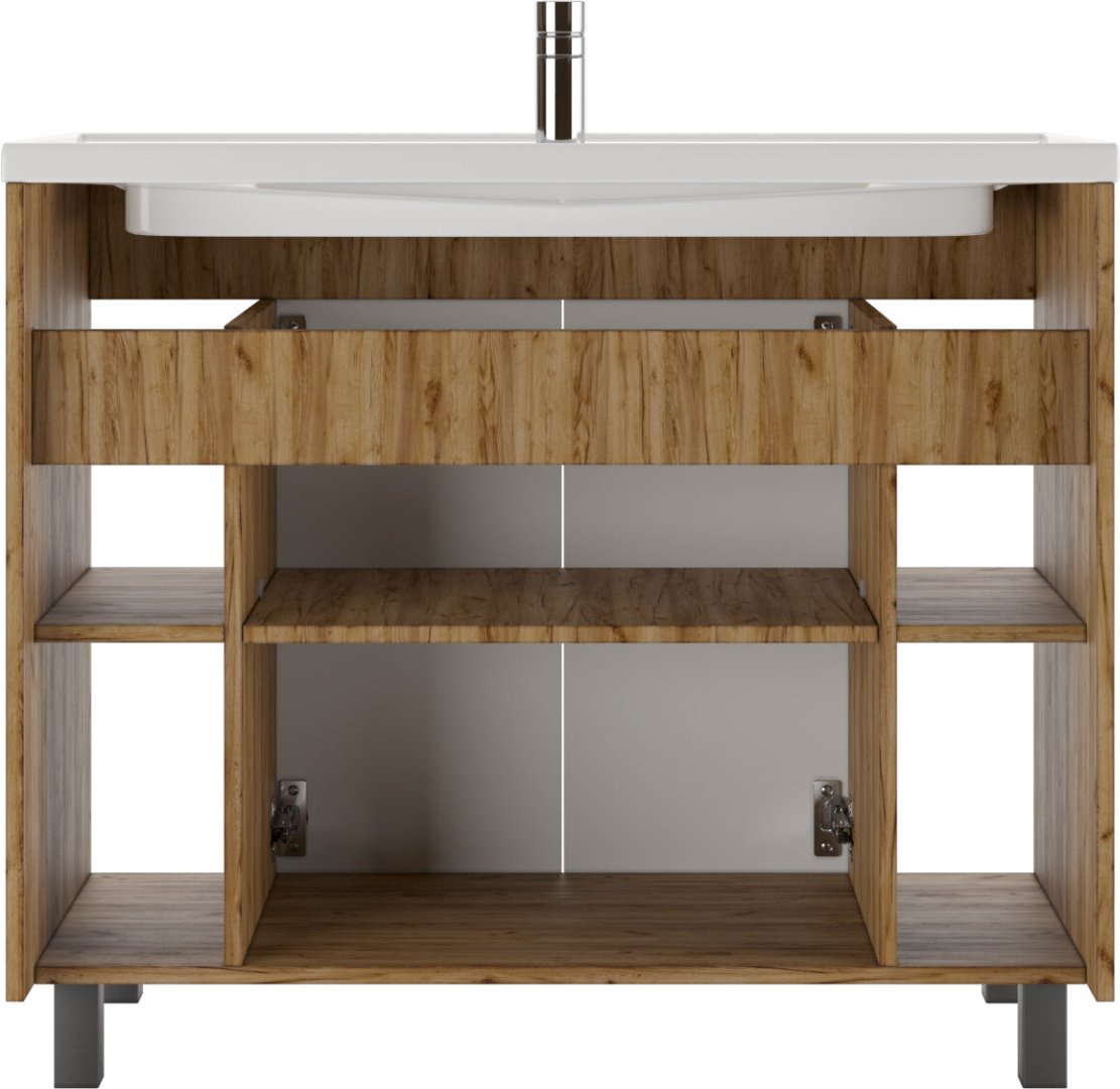 Тумба с раковиной KABINKA.KZ Байтерек, 97.5x72x44.4 см, коричневый, графит