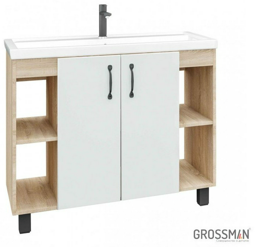 Тумба с раковиной Grossman Флай 100 98x70x43см бело-коричневый