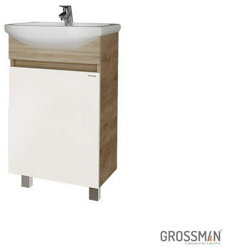 Тумба с раковиной Grossman Поло 50 48x70x30см коричнево-белый