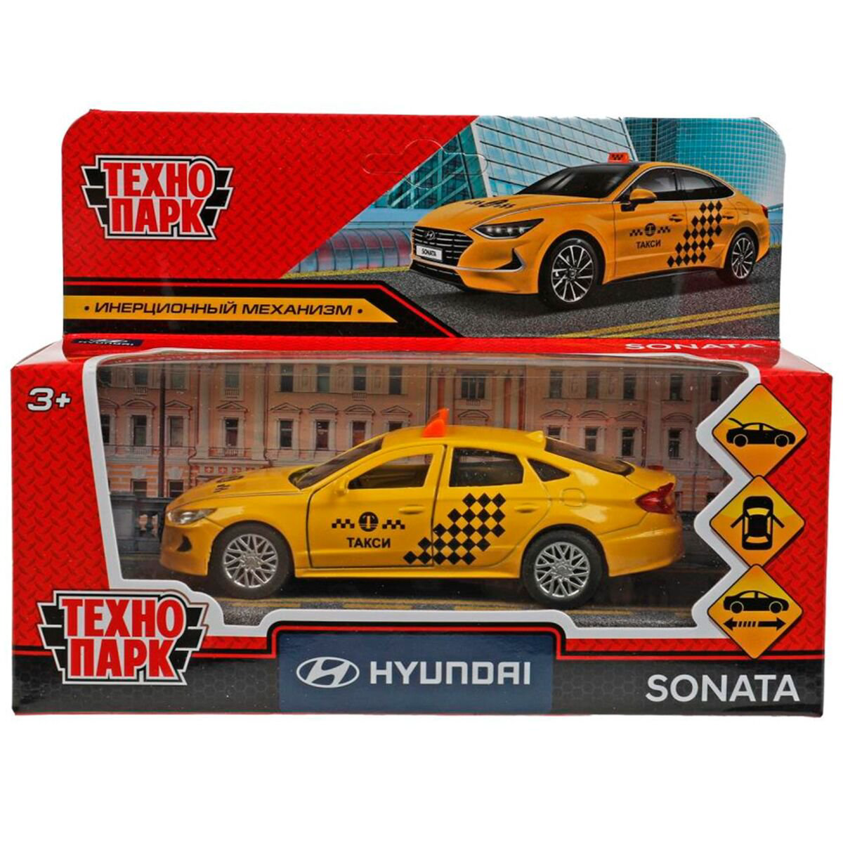 Технопарк: Hyundai Sonata такси 12 см желтый купить,NaN