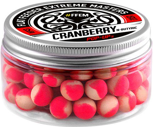 Бойлы FFEM Pop-Up Cranberry N-Butyric 12mm 55шт красно-белые