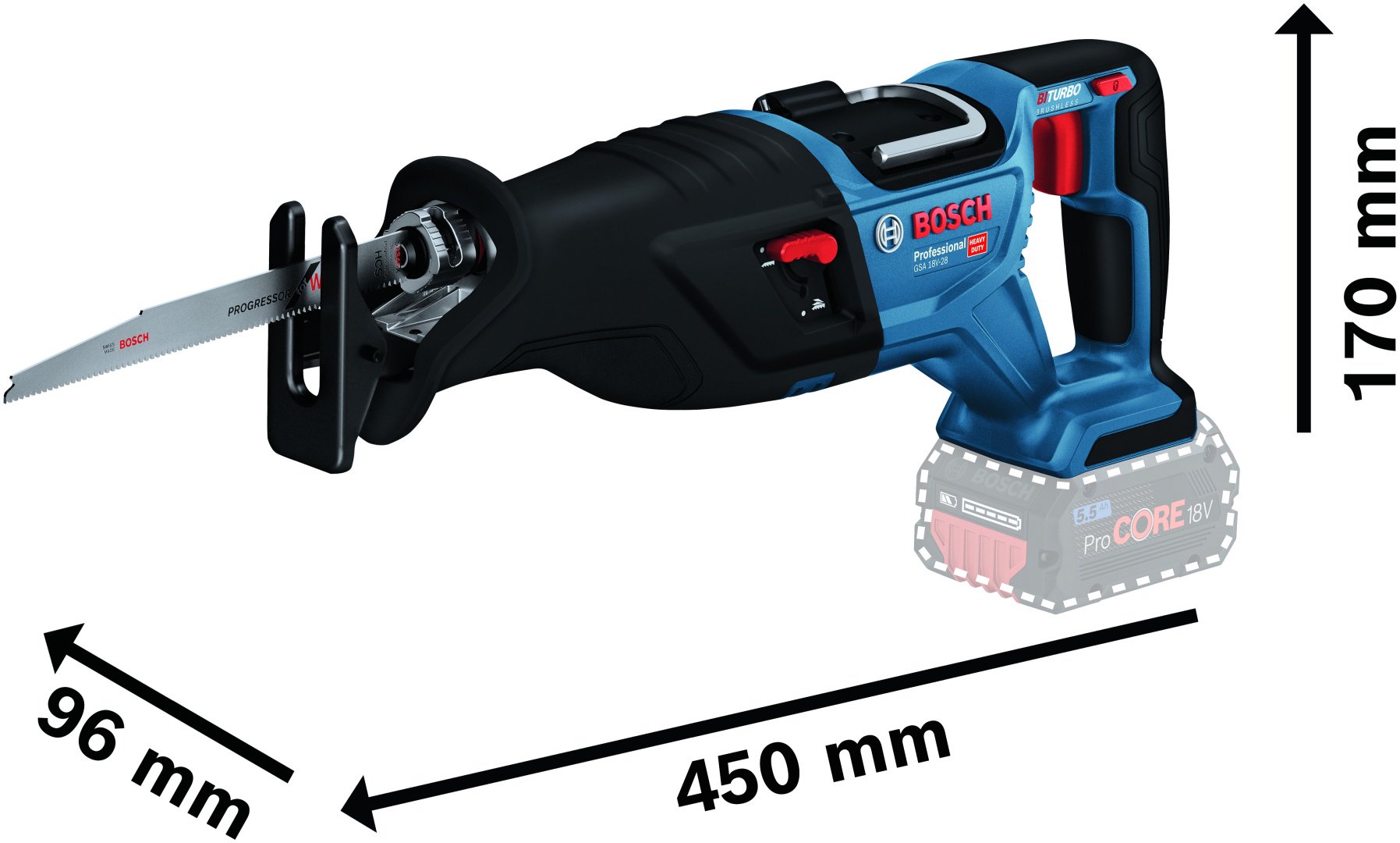 Аккумуляторная ножовка Bosch GSA 185-LI Professional, 06016C0021