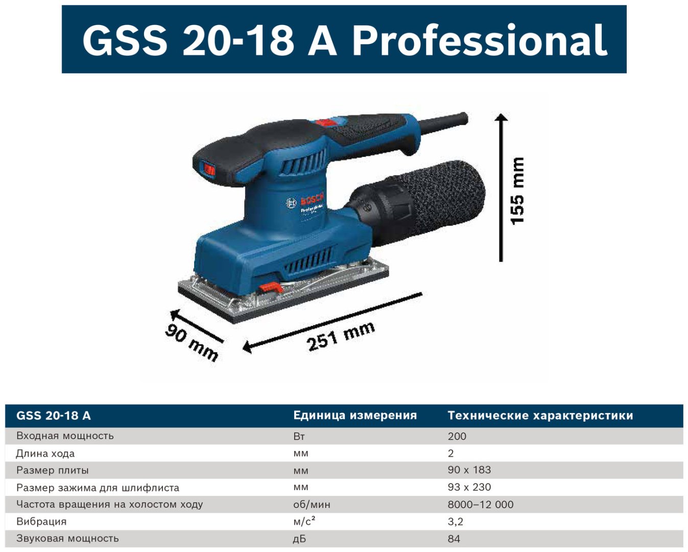 Виброшлифмашина Bosch PRO GSS 20-18A, 0601070101 купить,NaN