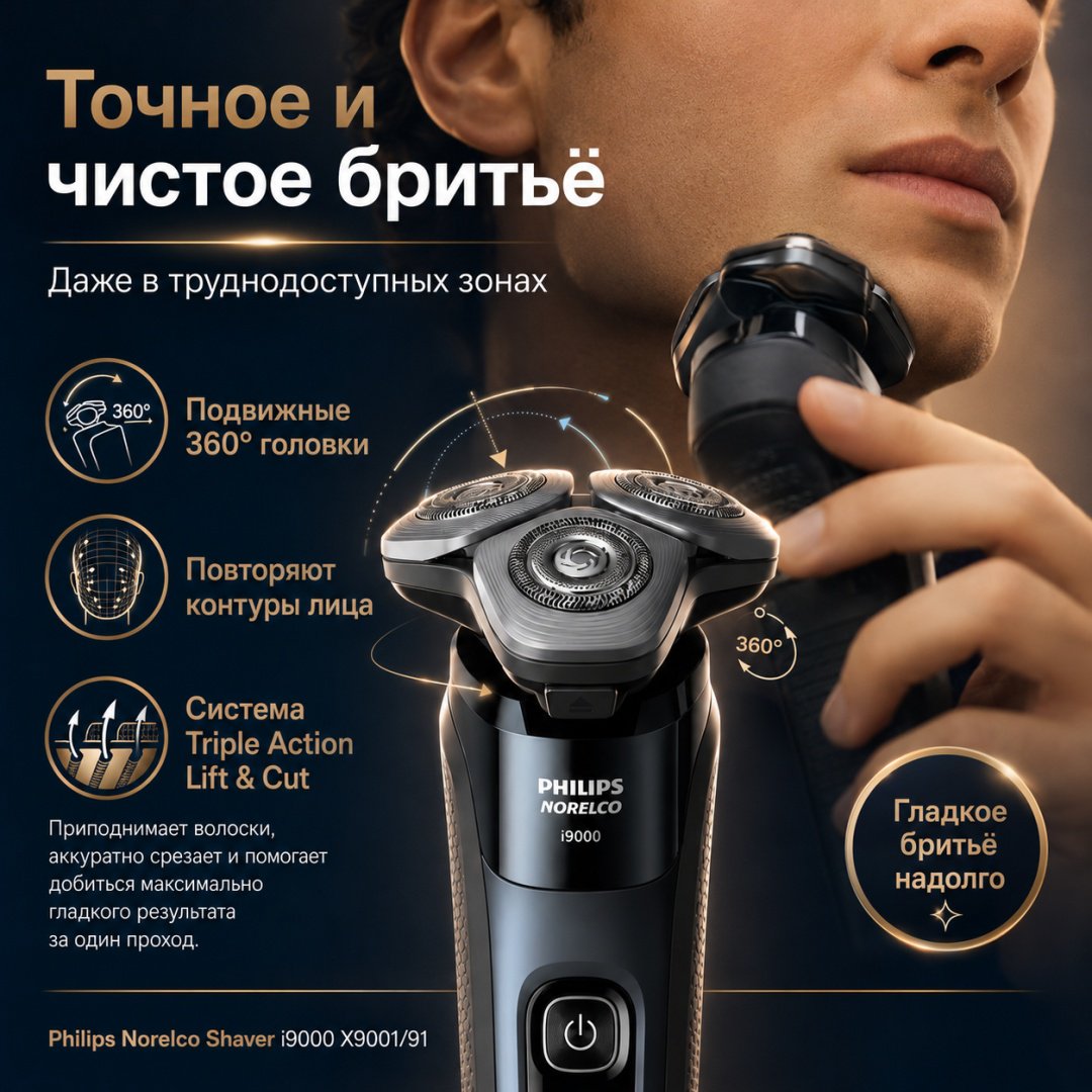 Электробритва Philips Norelco Shaver i9000 X9001/91 роторная купить,NaN