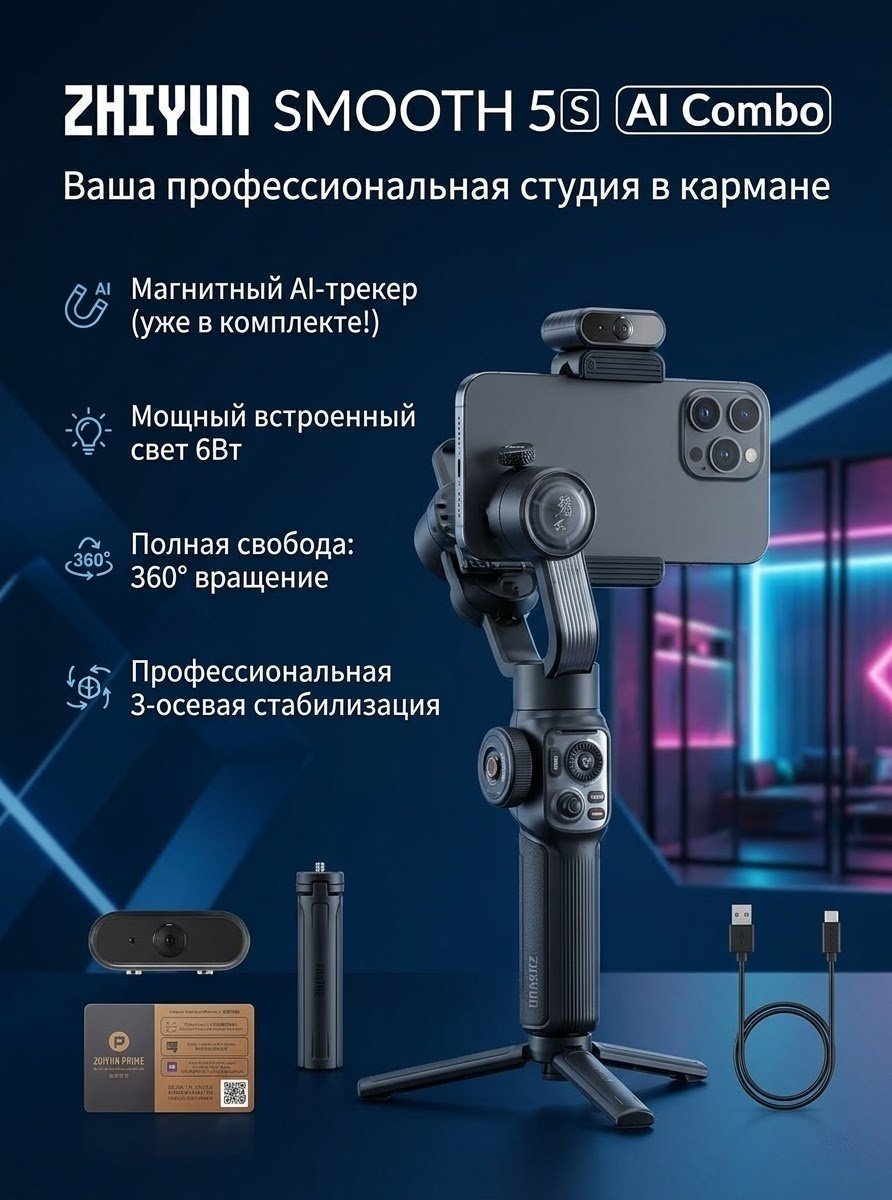 Стедикам Zhiyun Smooth 5S AI Combo