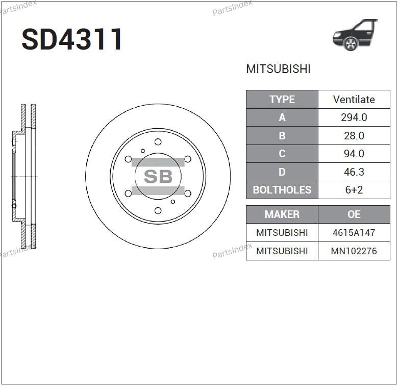 SANGSIN Диск Тормозной SD4311 купить,NaN