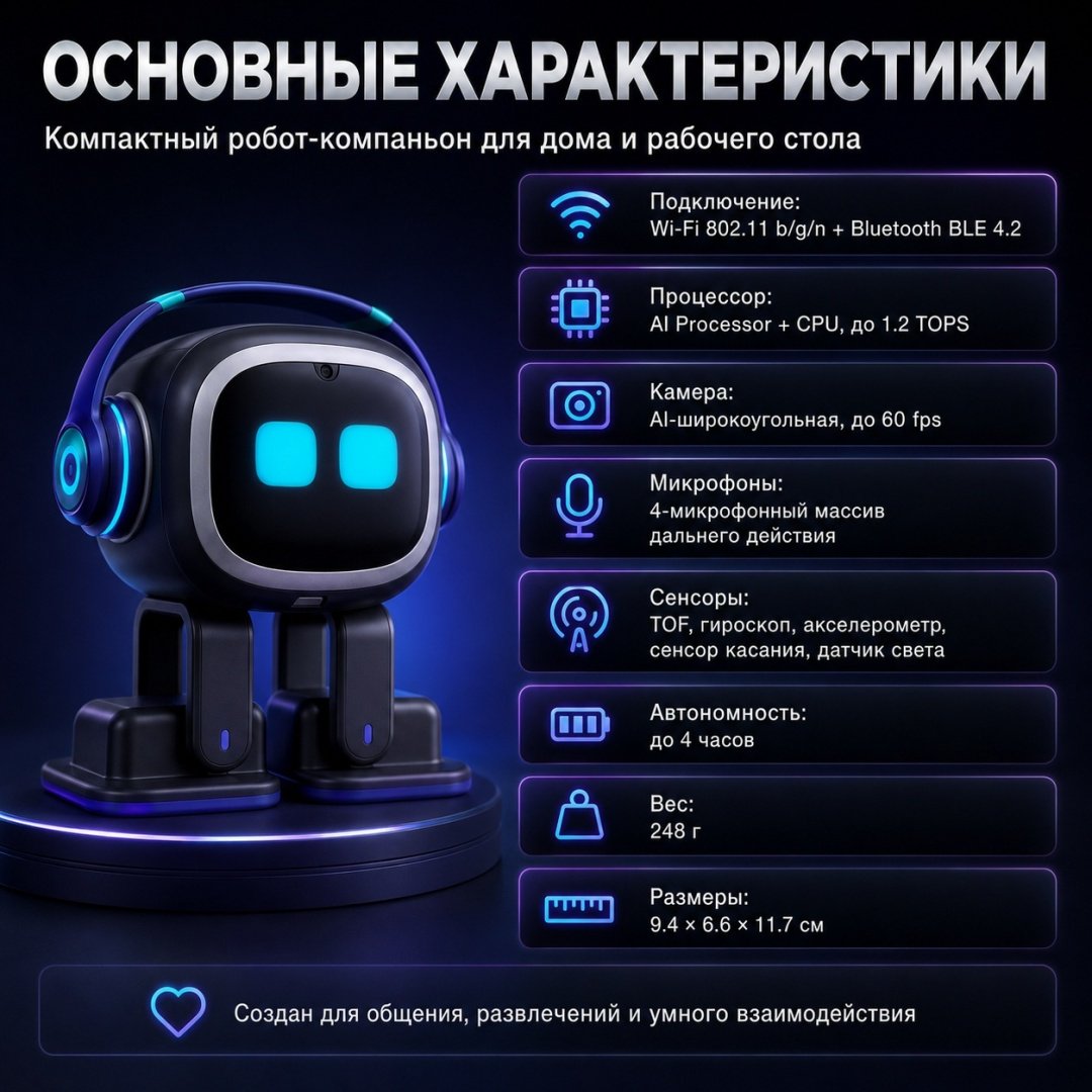 Робот питомец Emo Go Home с Chat GPT, высота 30 см купить,NaN