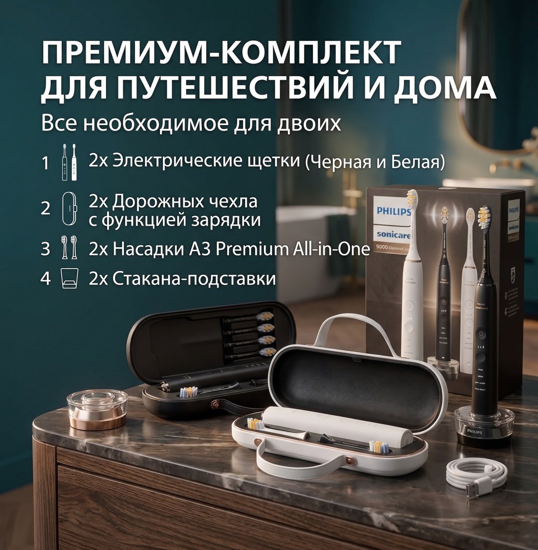 Philips звуковая щетка DiamondClean 9000 HX9912/71 щетина средняя белый, черный купить,NaN