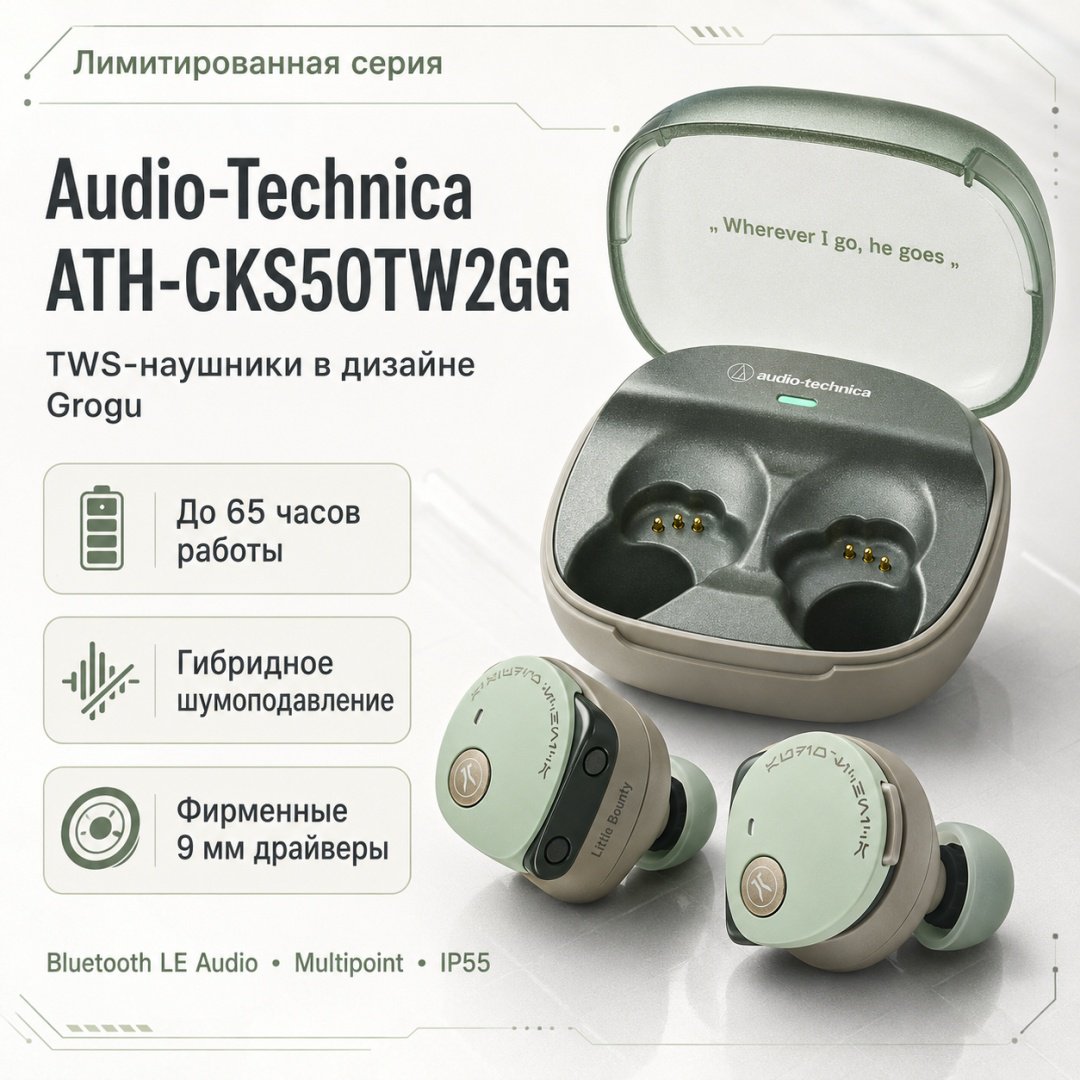 Наушники Audio-Technica ATH-CKS50TW2GG Limited-Edition Star Wars Grogu зеленый купить,NaN