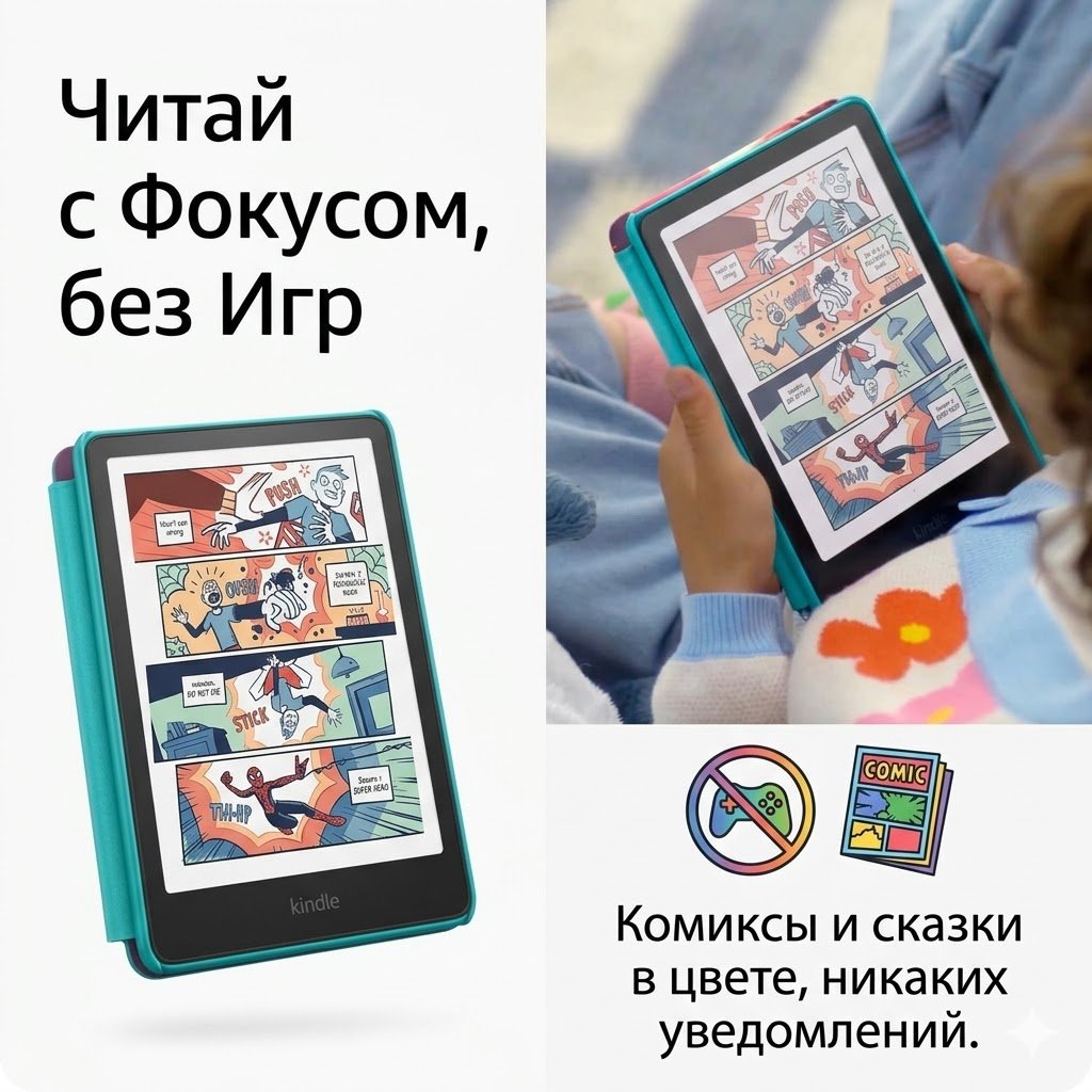 Электронная книга Amazon Kindle Colorsoft Kids мультиколор