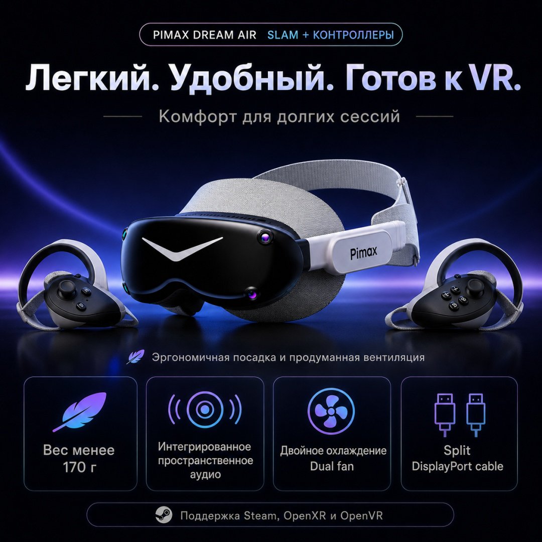 Очки виртуальной реальности Pimax Dream Air SLAM+controllers купить,NaN