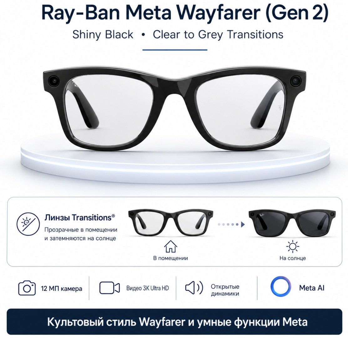 Смарт-очки Ray-Ban Wayfarer (Gen 2) черный