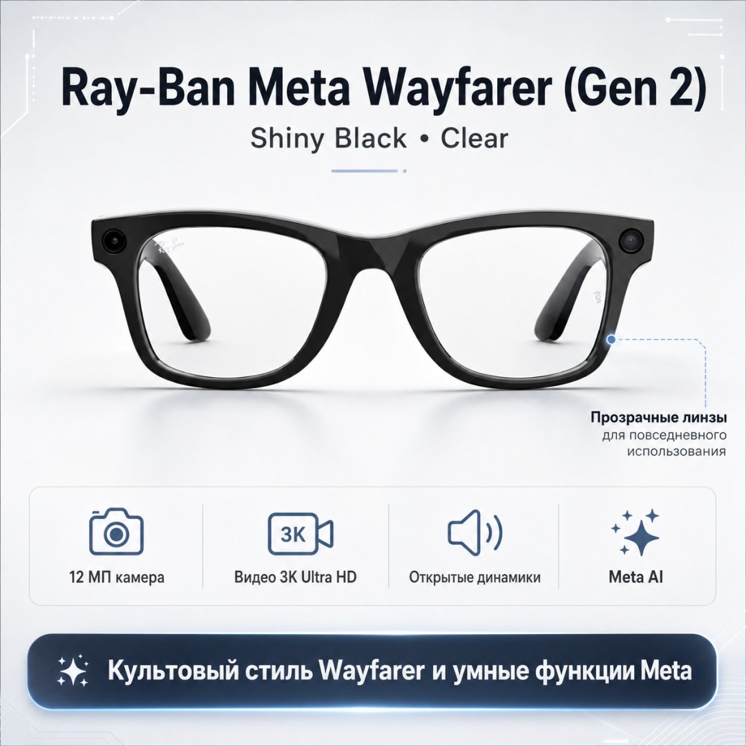 Смарт-очки Ray-Ban Wayfarer (Gen 2) черный купить,NaN