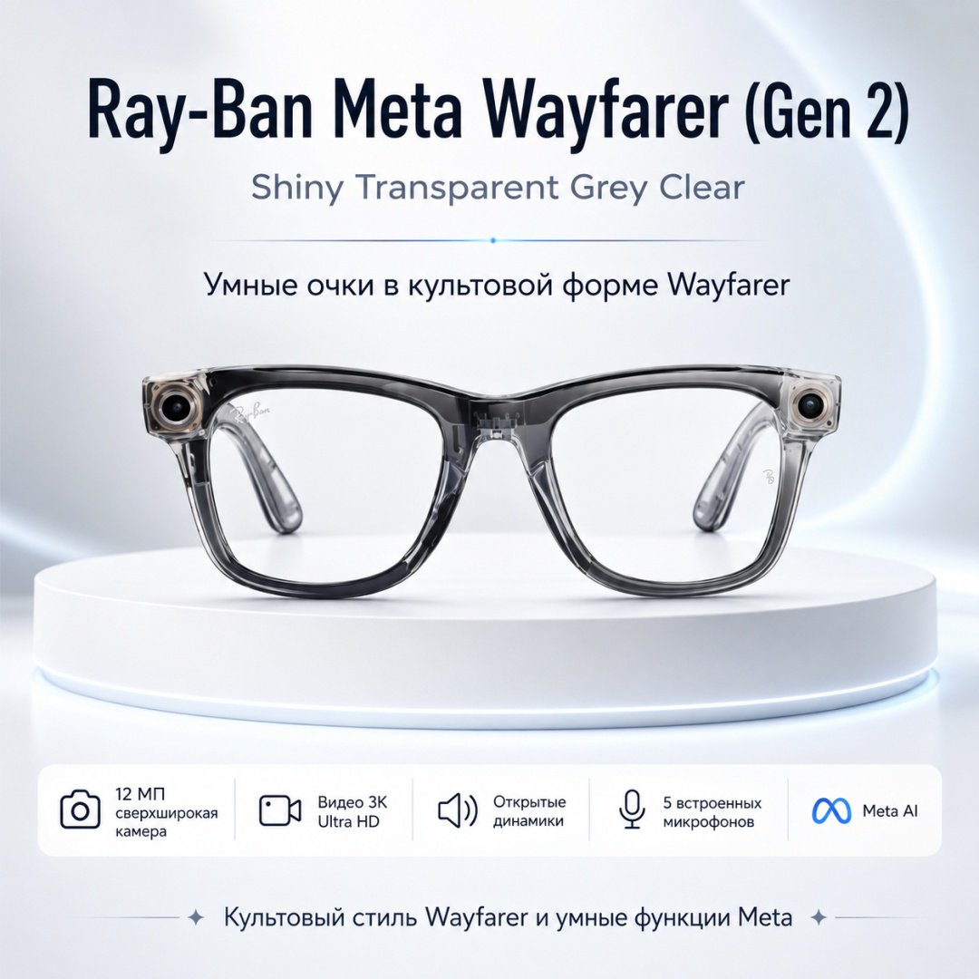 Смарт-очки Meta Wayfarer (Gen 2) прозрачный купить,NaN