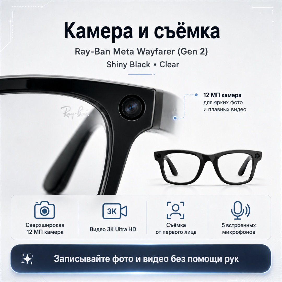 Смарт-очки Ray-Ban Wayfarer (Gen 2) черный купить,NaN