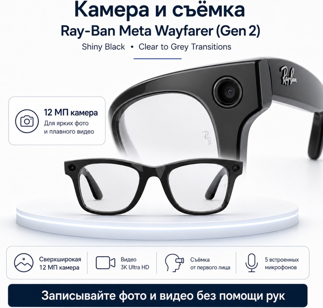 Смарт-очки Ray-Ban Wayfarer (Gen 2) черный